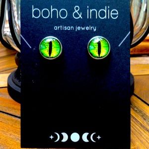 COPY - boho & indie yellow cat/dragon eye earrings